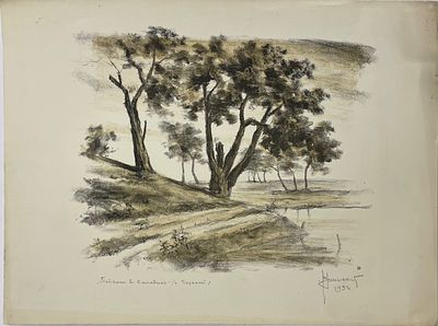 [Из собрания семьи В. Успенского] Успенский Владимир. Пейзаж в Канавино. 1934 г. Бумага, цв. 