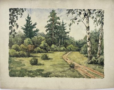 [Из собрания семьи В. Успенского][Двухсторонняя] Успенский Владимир. Лесная опушка. 1940 г. 