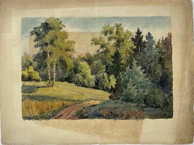 [Из собрания семьи В. Успенского] Успенский Владимир. Лесная опушка. 1940 г. Бумага, акварель 