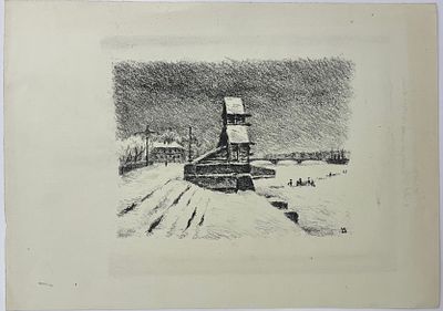 [Из собрания семьи В. Успенского][Двухсторонняя] Успенский Владимир. Блокадная Нева зимой. 1942 