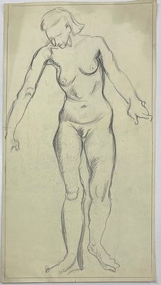 Шурига Пелагея. Обнаженная. Двусторонний рисунок. 1940-е гг. Бумага, карандаш. Размер листа: 54 