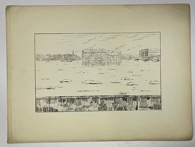 Остроумова-Лебедева Анна. Петербург. Ледоход. Автолитография. 1922 г. Размер листа: 30,5 х 41 см. 