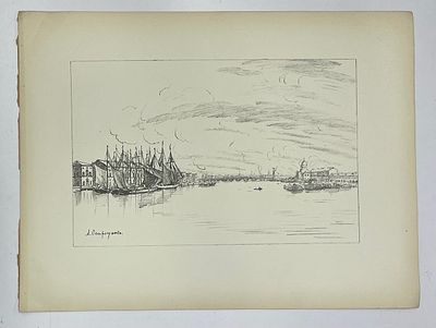 Остроумова-Лебедева Анна. Петербург. Вид с Тучкова моста. Автолитография. 1922 г. Размер листа: 