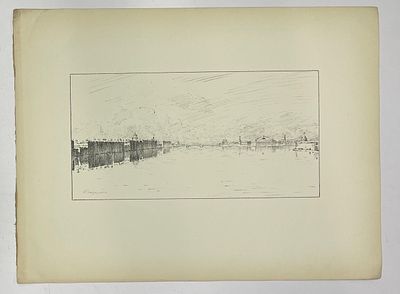 Остроумова-Лебедева Анна. Петербург. Нева ранним утром. Автолитография. 1922 г. Размер листа: 