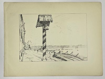 Остроумова-Лебедева Анна. Петербург. Французская набережная. Автолитография. 1922 г. Размер 