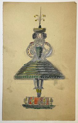 Сандлер Ефрем. Эскиз для музыкальной шкатулки. Танцовщица с бубенчиками на шляпе. 1940-е гг. 