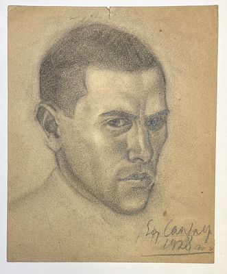 Сандлер Ефрем. Мужской портрет. (Даниил Хармс ?) 1928 г. Бумага, карандаш. Размер: 24,5 х 19,5 см. 