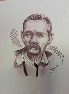 Миронов Сергей. Портрет Горького. 1930-е гг. Бумага, карандаш. Размер: 19 х 14,5 см. Работа 