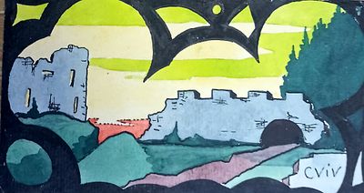 Миронов Сергей. CVIV. 1930-е гг. Бумага, тушь, акварель. Размер: 8 х 14,5 см. Работа в хорошем 