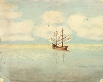 Миронов Сергей. Штиль. 1930-е гг. Холст, масло. Размер: 18,5 х 25,5 см. Работа в хорошем состоянии.