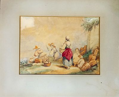 Н/Х. Западная Европа. 1851 г. Бумага, акварель. Размер : 14 х 19 см. Работа в хорошем состоянии 