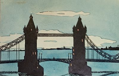 Миронов Сергей. Ночной мост. 1930-е г.г. Бумага, тушь, акварель. Размеры: 11,5 х 17,5 см. 
