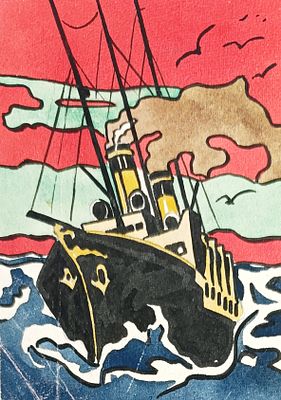 Миронов Сергей. Крейсер. 1930-е г.г. Бумага, тушь, акварель. Размеры: 14 х 10 см. Работа в 