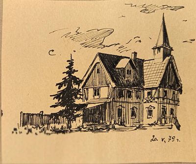 Миронов А. Усадьба. 1979 г. Бумага, тушь Размер: 10,5 х 14 см. Работа в хорошем состоянии. Мирон 