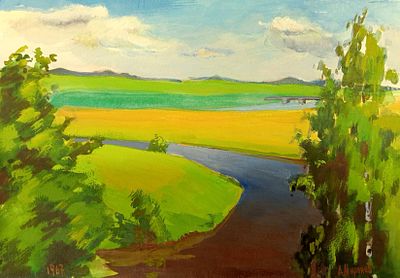 Миронов А. Лето. 1967 г. Бумага, масло. Размер: 21 х 30 см. Работа в хорошем состоянии, подписная. 