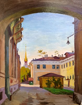 Миронов А. Дворик. 1960-е г.г. Картон, масло. Размер: 61 х 46 см. Работа в хорошем состоянии. Ми 