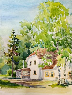 Миронов А. Летний день. 1960-е г.г. Бумага, акварель. Размер: 29,5 х 23 см. Работа в хорошем 