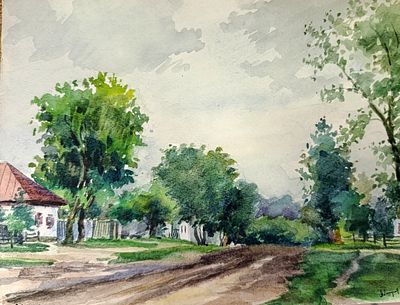 Миронов А. Замостье. Сосницы. 1963 г. Бумага, акварель. Размер: 23 х 29 см. Работа подписная, в 