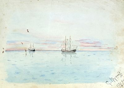 Миронов Сергей. Штиль. 1923 г. Бумага, акварель. Размеры: 17,5 х 22,5 х см. Работа подписная, в 