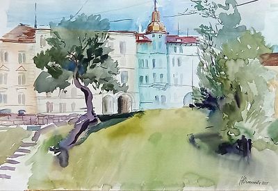 Осташова Наталия. Выборг. 2025 год. Акварель. Размер: 38 х 56см. Работа подписная, в хорошем 