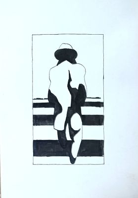 Каковкин Пётр. Переход. 1990-е гг. Бумага, тушь. Размер: 28 х 20 см. Работа в хорошем состоянии. 