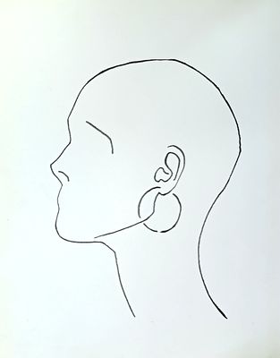 Каковкин Пётр. Профиль. 1990-е гг. Бумага, тушь. Размер: 28 х 23 см. Работа в хорошем состоянии. 