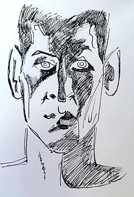 Каковкин Пётр. Мужской портрет. 1990-е гг. Бумага, тушь. Размер: 29 х 21 см. Работа в хорошем 