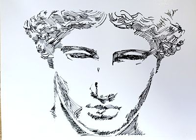 Каковкин Пётр. Давид. 1990-е гг. Бумага, тушь. Размер: 21 х 29 см. Работа в хорошем состоянии. П 
