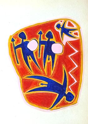 Каковкин Пётр. Победа. 1990-е гг. Бумага, смешанная техника, аппликация. Размер: 30 х 22 