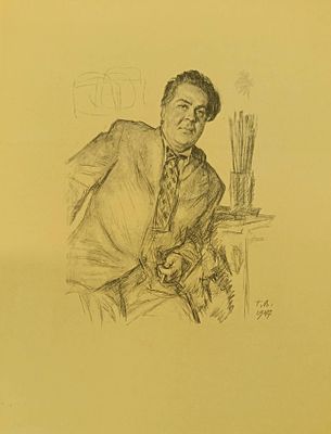 Верейский Георгий. Портрет заслуженного деятеля искусств РСФСР Ю. А. Васнецова. 1947 г. Бумага 