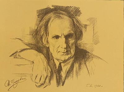 Верейский Георгий. Портрет народного артиста СССР И. В. Ершова. 1940 г. Бумага, факсимильное 