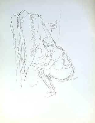 Купреянов Н. Девушка с коровой. 1929 г.
Бумага, факсимильное воспроизведение. Размер: 33,5 х 26 