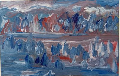 Киянцев Владимир. Голубой пейзаж. 1991 г. Картон, темпера. Размер: 10 х 14,5 см.
Работа 