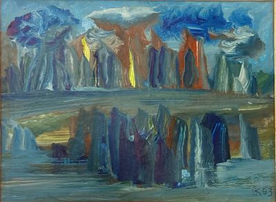 Киянцев Владимир. Голубой пейзаж. 1993 г. Картон, темпера. Размер: 10,5 х 14 см.
Работа 