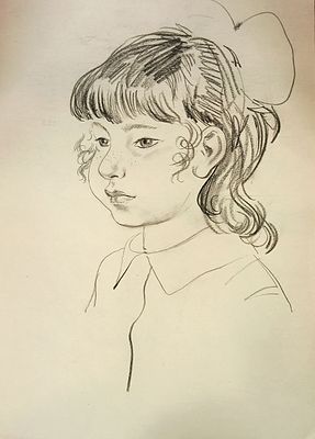 Беломлинский М. Портрет дочери. 1960-е гг. Бумага, итальянский карандаш. Размер: 44 х 32 см. 