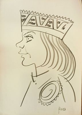 Беломлинский М. Потрет девушки. Рига. 1970-е гг. Бумага, итальянский карандаш. Размер: 36 х 25 