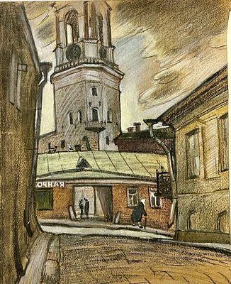 Свердлов Евгений. Городской пейзаж. 1980-е гг. Бумага, пастель. Размер: 41,5 х 33,5 см. Работа 
