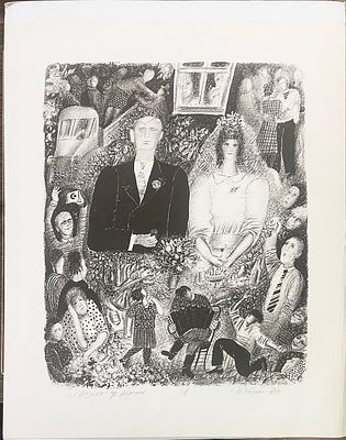 Забирохин Борис. Свадьба. Ф. Абрамов. 1987 г. Бумага, литография. Размер: 60 х 49,5 см. Работа 