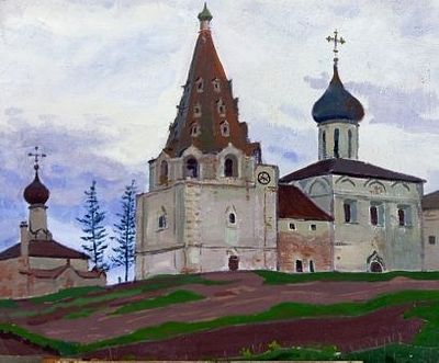 Киселев В. С. Данилов монастырь. Картон, смешанная техника.1962 год. Размер: 68 х 54,5 см. 