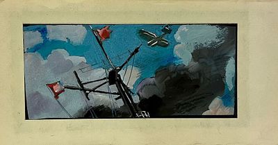 Лукашов Георгий. Эскиз к кинофильму " Гибель эскадры ". 1960-е годы. Бумага, гуашь. Размер: 16 