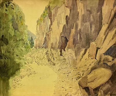 Лукашов Георгий. Эскиз к кинофильму " Довбуш". 1970-е годы. Бумага, акварель. Размер: 46 х 56 