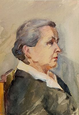 Миронов А. Портрет женщины. 1964 г. Бумага, гуашь. Размер: 26,5 х 19 см. Работа в хорошем 