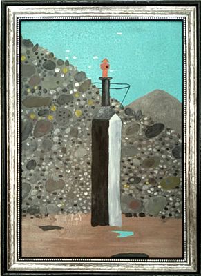 Гаврильчик В. Куча с маяком. 2000-е гг.. Картон, масло. Размер: 33 х 21,5см. Работа в хорошем 