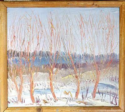 Иванов (Ивоанов) Ростислав. Пейзаж. Оргалит, масло. Размер: 30 х 27 см. Работа без подписи. В 