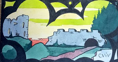 Миронов Сергей. CVIV. 1930-е гг. Бумага, тушь, акварель. Размер: 8 х 14,5 см. Работа в хорошем 