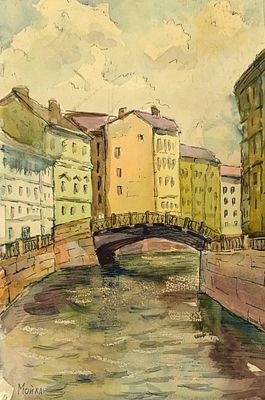 Кучеренко Владимир. Мойка. 1960-е гг. Бумага, акварель. Размер: 35 х 24 см. Работа без подписи 