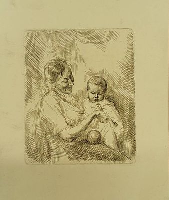 Кучеренко Владимир. Материнство. 1960-е гг. Бумага, офорт. Размер: 22 х 18,5 см. Работа без 