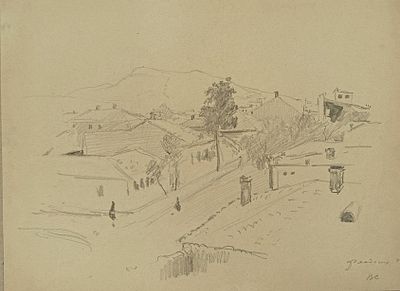 Савельев В. Ф. Феодосия. 1946 г. Бумага, карандаш. Размер: 23,5 х 32 см. Работа в хорошем 