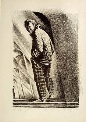 Свердлов Евгений. Мужской портрет. Серия" Портреты друзей". 1986 год. Бумага, литография. 