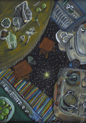 Макаревич Алексей. &laquo;Похищение&raquo;. 2019. Бумага, масляная пастель. 21&times;29,7 см.